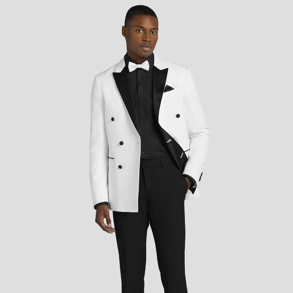 NEW Egara Skinny Fit Satin Peak Lapel Tuxedo Jacket 42 Short